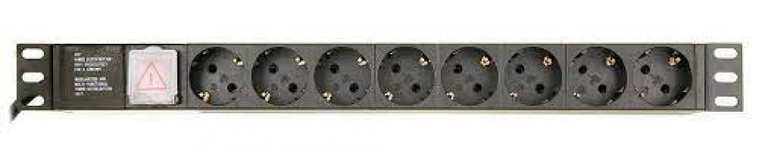 EnerGenie EG-PDU-014-C14 Rack Power Distribution Unit (8 Schuko sockets, 1U, 16A, C14 plug, 3m, black color)