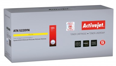 Activejet ATK-5220YN replacement Kyocera TK-5220M; Compatible; page yield: 1200 pages; Printing colours: Yellow. 5 years warranty