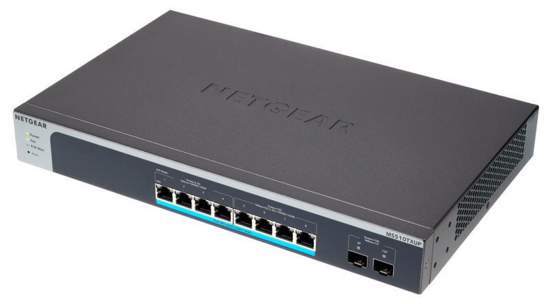 Netgear 8-Port Multi-Gigabit/10g Ethernet Ultra60 PoE++ Smart Managed Pro Switch with 2 SFP+ Ports (MS510TXUP)