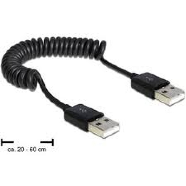 DELOCK KABEL USB 2.0 AM-AM 0.2-0.6M SPIRALNY