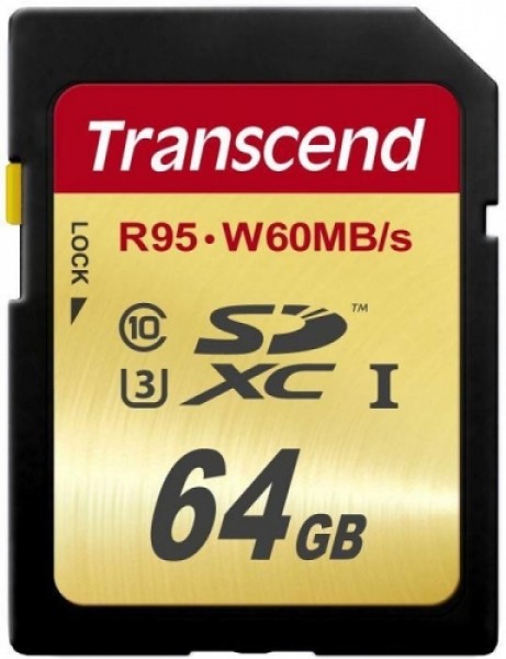 Transcend memory card SDXC 64GB Class10 UHS-I U3 (read/write: 95/60MB/s)