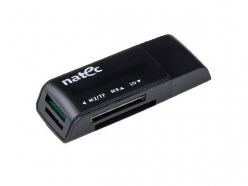 Natec Card Reader MINI ANT 3 SDHC, MMC, M2, Micro SD, USB 2.0 Black