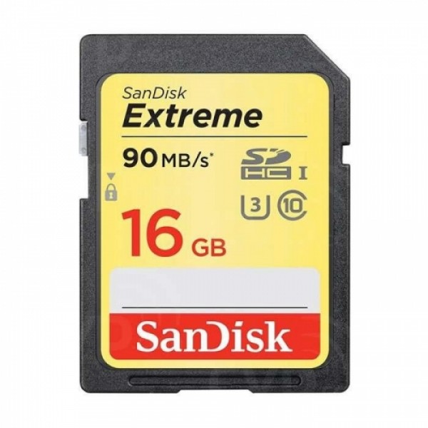 SanDisk Extreme memory card SDHC 16GB 90MB/s Class 10 UHS-I U3