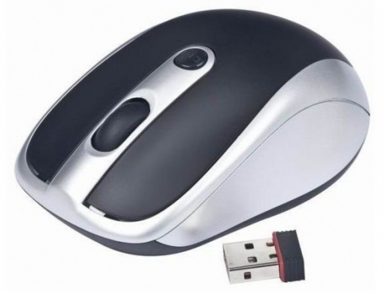 Gembird Wireless optical mouse MUSW-002, 1600 DPI, nano USB, black-silver