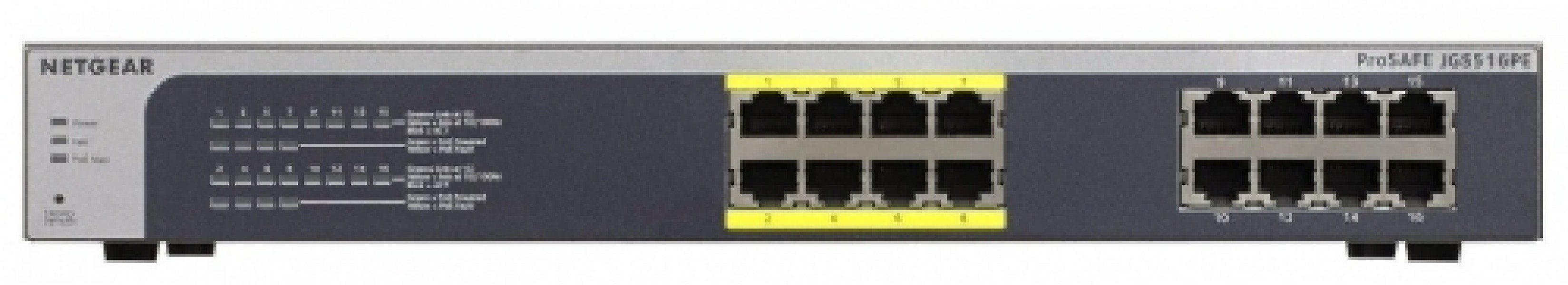 Netgear ProSafe Plus 16-Port, 8xPOE+ Gigabit Rack Switch (JGS516PE)