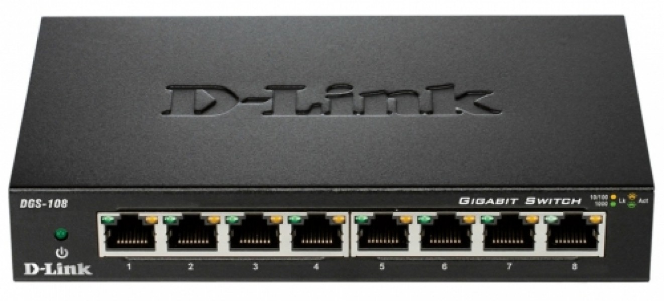 D-LINK DGS-108 8x1000Mbps Gigabit Switch Metal